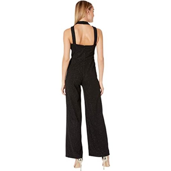 NWT - Black Glitter Halter Neck Jumpsuit Size 10 - Picture 3 of 3